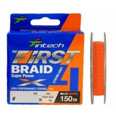 Шнур плетеный Intech First Braid X4 Orange 150m#0.3 6lb/2.72kg (FS0641994)