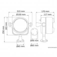 Прожектор дальнего света Osculati 12V, 100+100W + гнездо прикуривателя (13.240.00)