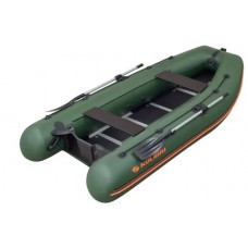 Колібрі КМ-400ДСЛ (Kolibri KM-400DSL) зелений моторний кільовий надувний човен + алюмінієвий пайол