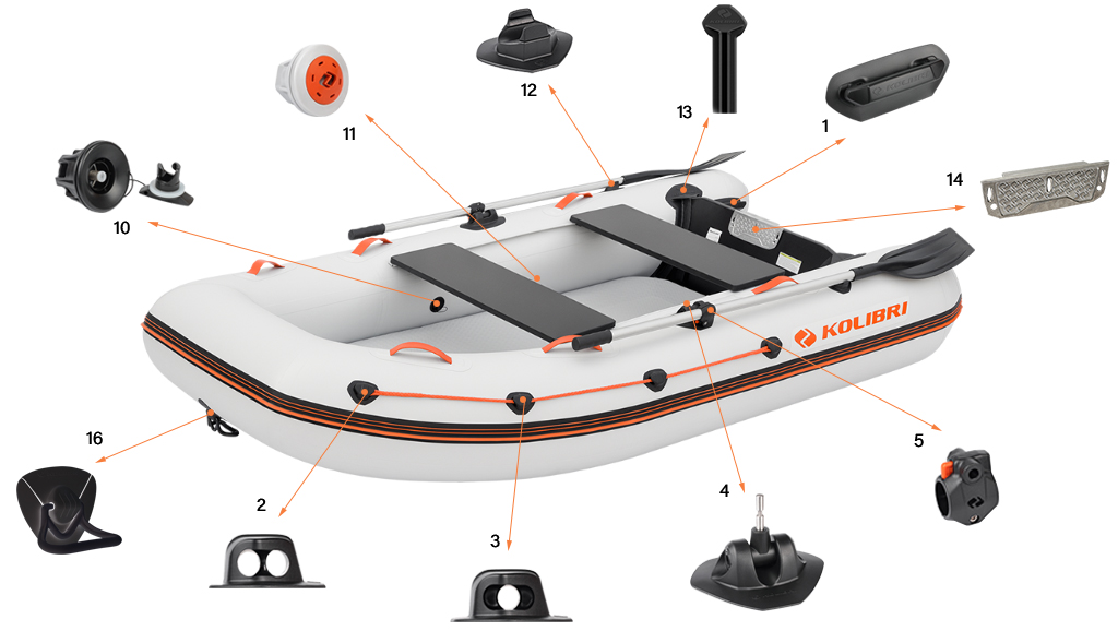 Фурнітура моторного човна Kolibri KM-270XL