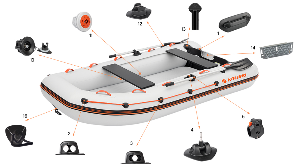 Фурнітура моторного човна Kolibri KM-330XL