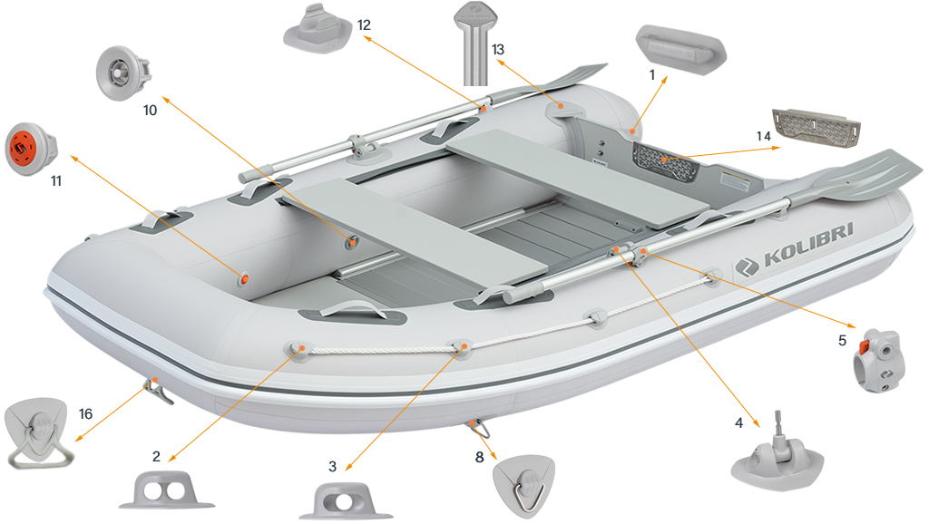 Фурнітура моторного човна Kolibri KM-270DXL