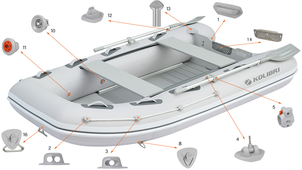 Фурнітура моторного човна Kolibri KM-300DXL