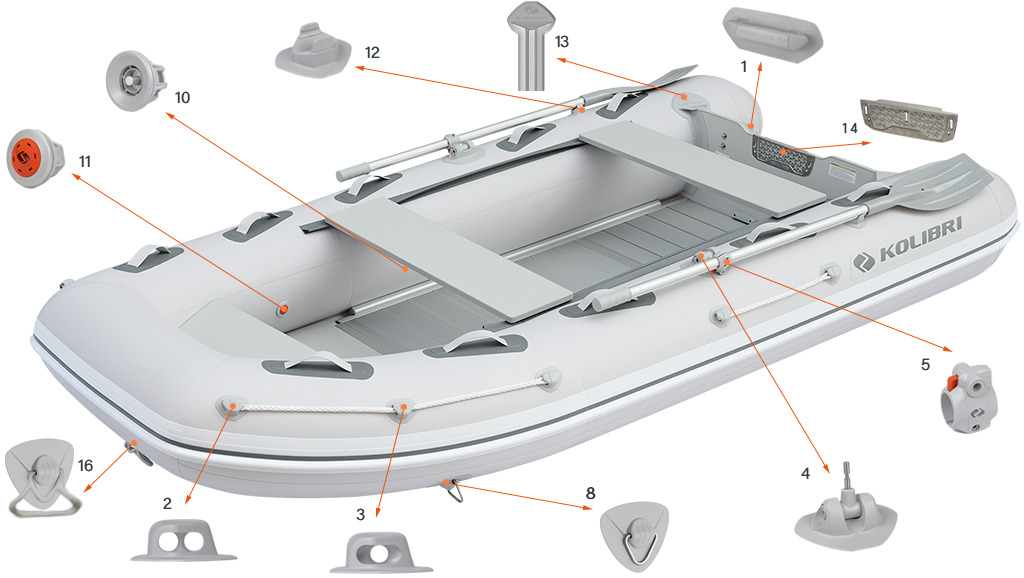 Фурнітура моторного човна Kolibri KM-330DXL