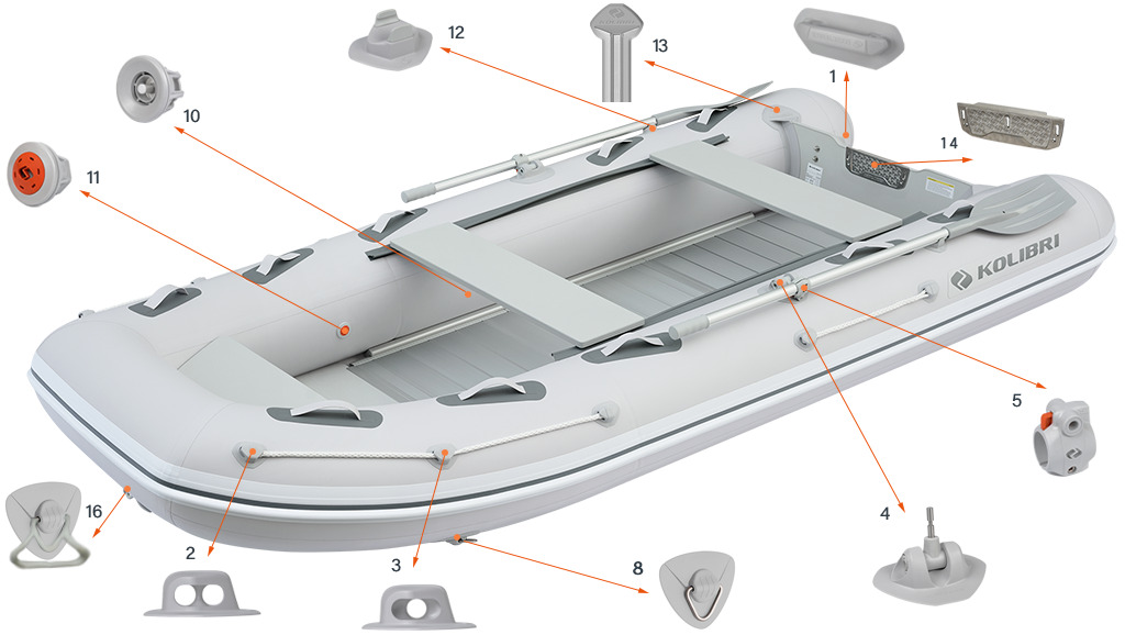Фурнітура моторного човна Kolibri KM-360DXL