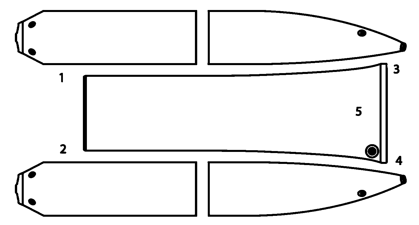 Diagrama de compartimentos del catamarán Kolibri Sea Cat